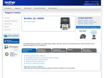 QL-1060N driver download page on the Brother International site