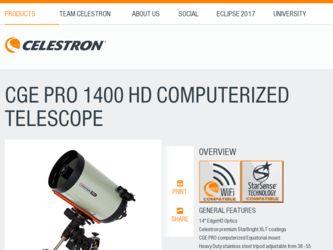 CGE PRO 1400 HD Computerized Telescope driver download page on the Celestron site