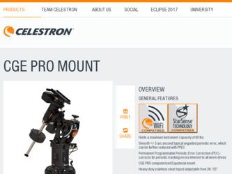 CGE Pro Mount driver download page on the Celestron site