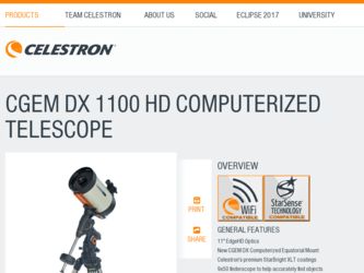CGEM DX 1100 HD Computerized Telescope driver download page on the Celestron site