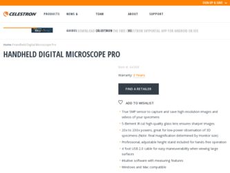 Handheld Digital Microscope Pro driver download page on the Celestron site
