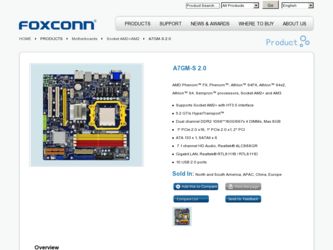A7GM-S 2.0 driver download page on the Foxconn site