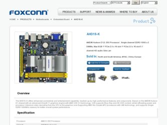AHD1S-K driver download page on the Foxconn site