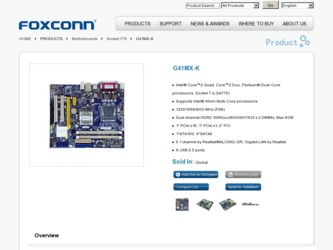 G41MX-K driver download page on the Foxconn site