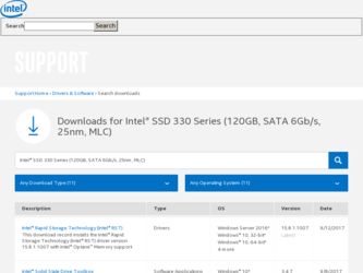 330 SSD driver download page on the Intel site