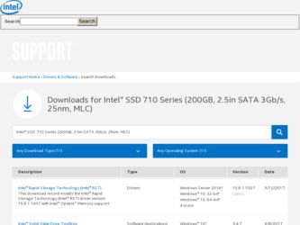 710 SSD driver download page on the Intel site