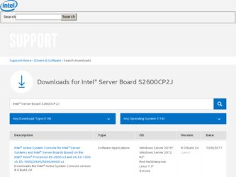 S2600CP driver download page on the Intel site