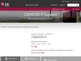 23EA53V-P driver download page on the LG site