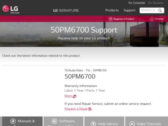 50PM6700 driver download page on the LG site