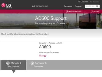AD600 driver download page on the LG site