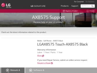 AX8575 driver download page on the LG site