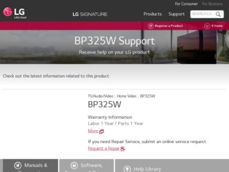 BP325W driver download page on the LG site