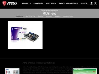 785GTE63 driver download page on the MSI site