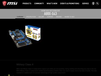 A88X driver download page on the MSI site