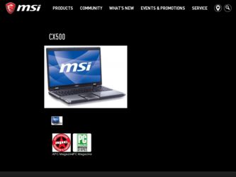 CX500 driver download page on the MSI site
