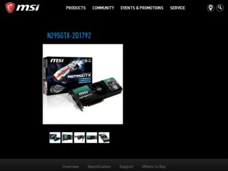 N295GTX2D1792 driver download page on the MSI site