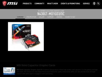 N430GTMD1GD3OC driver download page on the MSI site