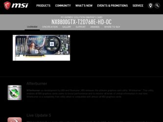 NX8800GTXT2D768EHDOC driver download page on the MSI site