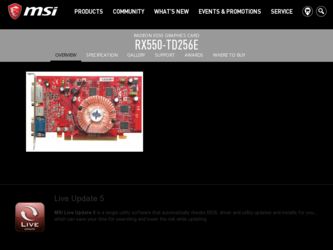 RX550TD256E driver download page on the MSI site