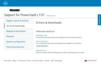 PowerVault LTO7 driver download page on the Dell site