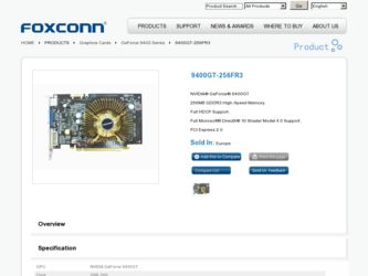 9400GT-256FR3 driver download page on the Foxconn site