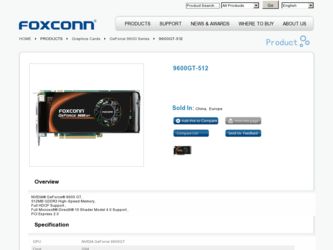 9600GT-512 driver download page on the Foxconn site
