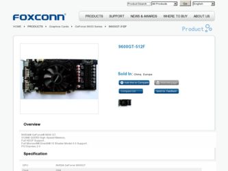 9600GT-512F driver download page on the Foxconn site