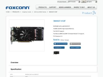 9800GT-512F driver download page on the Foxconn site
