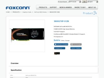 9800GTXP-512N driver download page on the Foxconn site