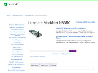 MarkNet N8350 driver download page on the Lexmark site