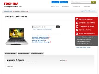 A105-S4132 driver download page on the Toshiba site