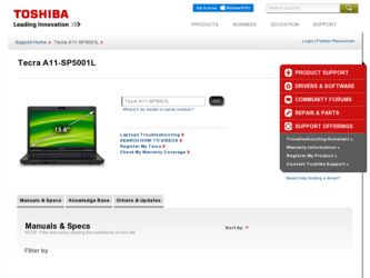 A11-SP5001L driver download page on the Toshiba site