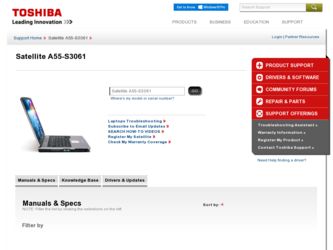 A55-S3061 driver download page on the Toshiba site