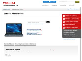 A665D-S6096 driver download page on the Toshiba site
