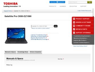 C650-EZ1560 driver download page on the Toshiba site