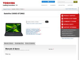 C650D-ST2N02 driver download page on the Toshiba site