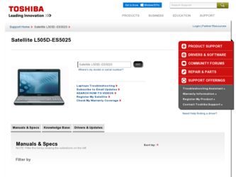 L505D-ES5025 driver download page on the Toshiba site
