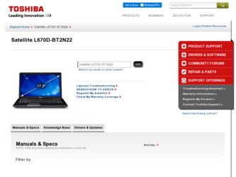 L670D-BT2N22 driver download page on the Toshiba site
