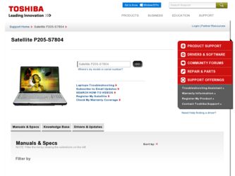 P205-S7804 driver download page on the Toshiba site