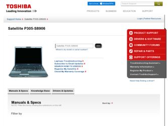 P305-S8906 driver download page on the Toshiba site