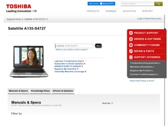 Satellite A135-S4727 driver download page on the Toshiba site