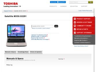 Satellite M35X-S3291 driver download page on the Toshiba site