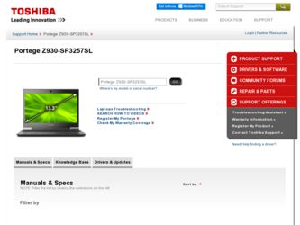 Z930-SP3257SL driver download page on the Toshiba site